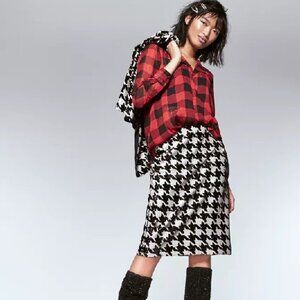 Bar III Metallic Plaid Surplice High-Low TOP